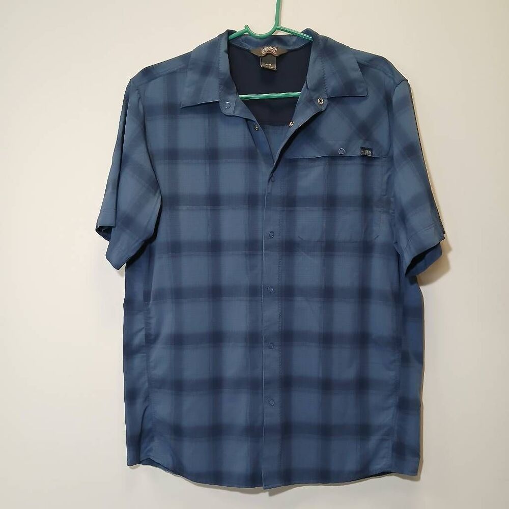 Outdoor research mens medium hiking shirt blue shortsleeve